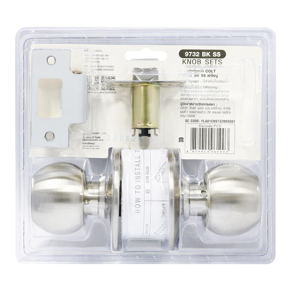 ลูกบิดประตูห้องน้ำ หัวกลม COLT FLA01CN9732BKSS01 สเตนเลส