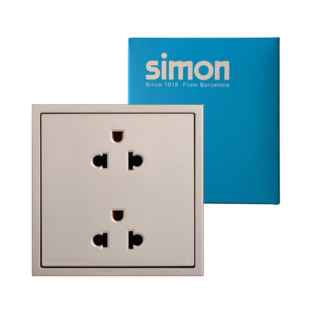 ชุดเต้ารับคู่ 3 ขา 2 ช่อง SIMON SIMi7-102L-G SIM สีแชมเปญ