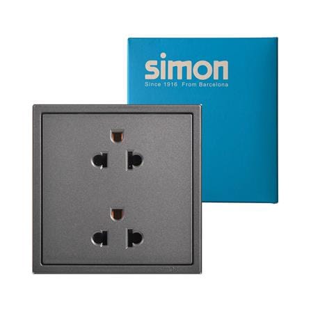 ชุดเต้ารับคู่ 3 ขา 2 ช่อง SIMON SIMi7-102L-GR SIM สีเทาหม่น_2