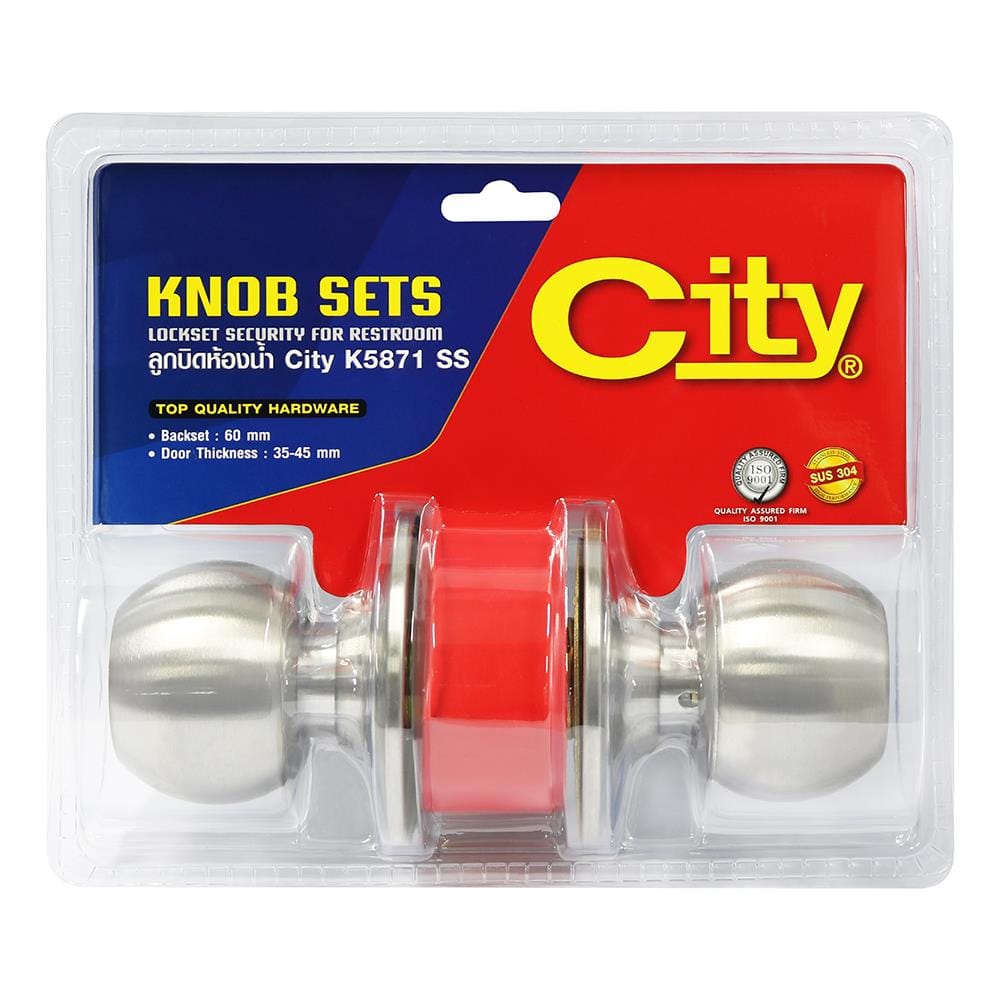 ลูกบิดประตูห้องน้ำ หัวกลม CITY FLA05CNK5871BKSS01 สเตนเลส