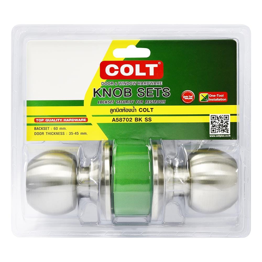 ลูกบิดประตูห้องน้ำ หัวกลม COLT FLA03CNA58702BKSS สเตนเลส