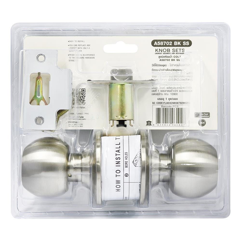 ลูกบิดประตูห้องน้ำ หัวกลม COLT FLA03CNA58702BKSS สเตนเลส