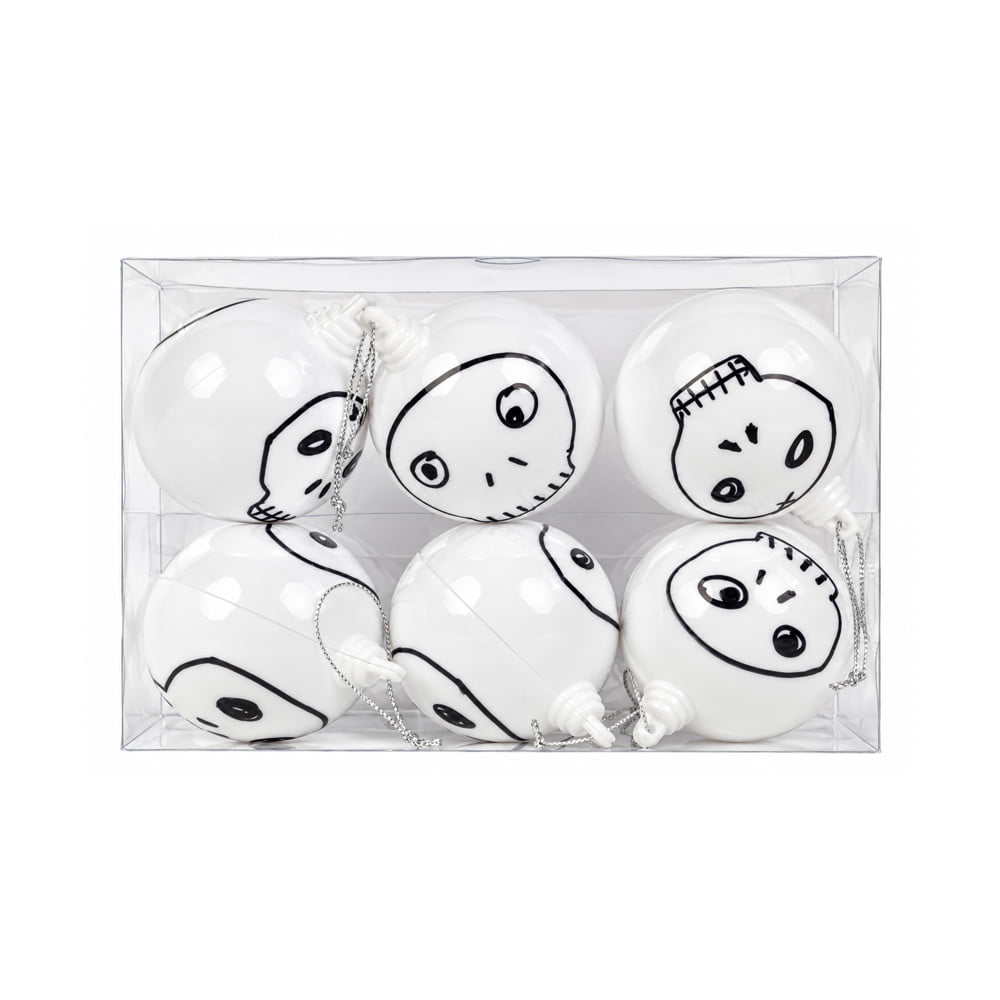 ของตกแต่ง BALL HALLOWEEN SIAMXMAS 6 ซม. สีขาว  (แพ็ก 6 ชิ้น)