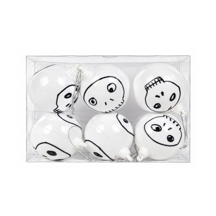 ของตกแต่ง BALL HALLOWEEN SIAMXMAS 6 ซม. สีขาว  (แพ็ก 6 ชิ้น)_2