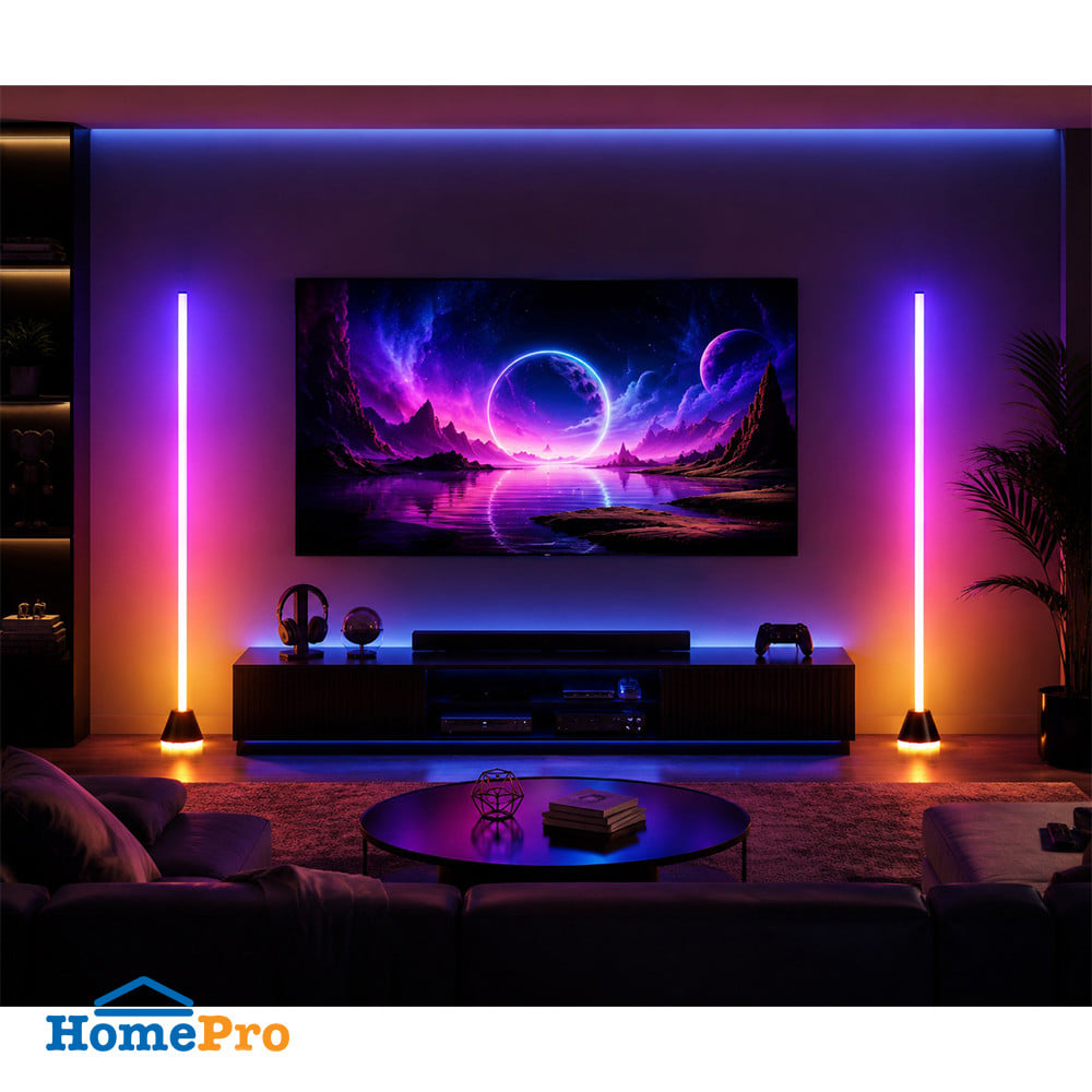 ไฟตั้งพื้น LED RGB 24 วัตต์ สีขาว/ดำ 1 หัว