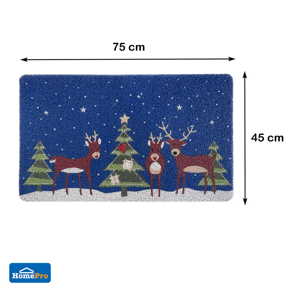 พรมเช็ดเท้าดักฝุ่น SNAZZ  DEER 45x75 ซม. สีน้ำเงิน