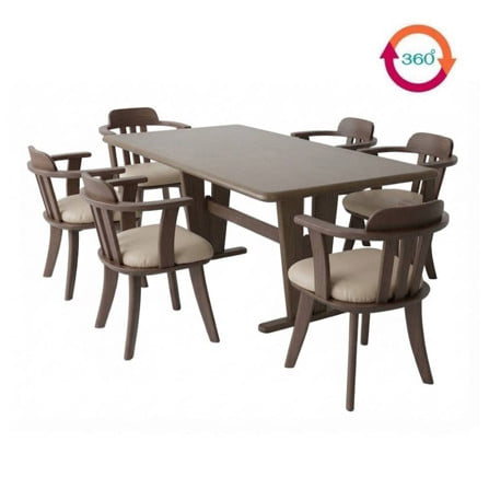 ชุดโต๊ะอาหาร 6 ที่นั่ง FURDINI MAYKALAS สีน้ำตาลเข้ม_0