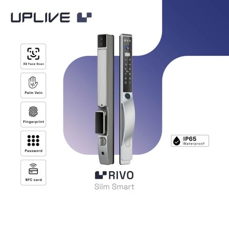 กลอนดิจิตอล ประตูบานเปิด - ปิด UPLIVE J1 RIVO สีเงิน_2