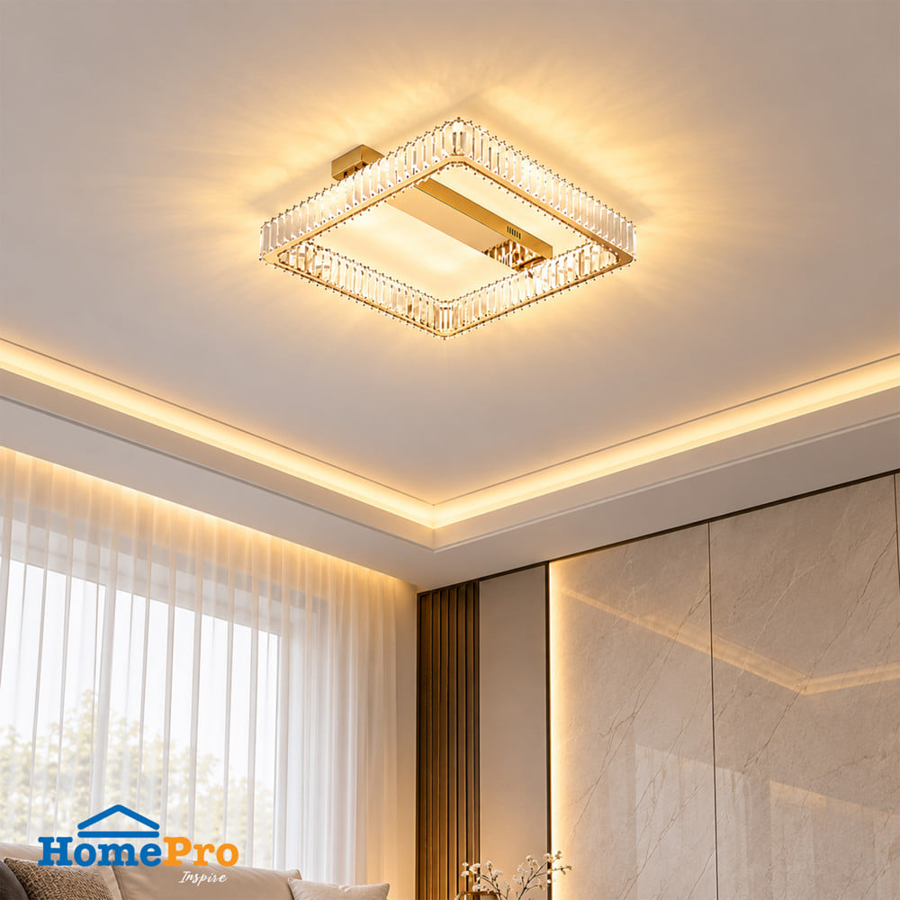 ไฟถาด LED CARINI CSKMC804-600-SQ สีทอง/ใส 1 หัว