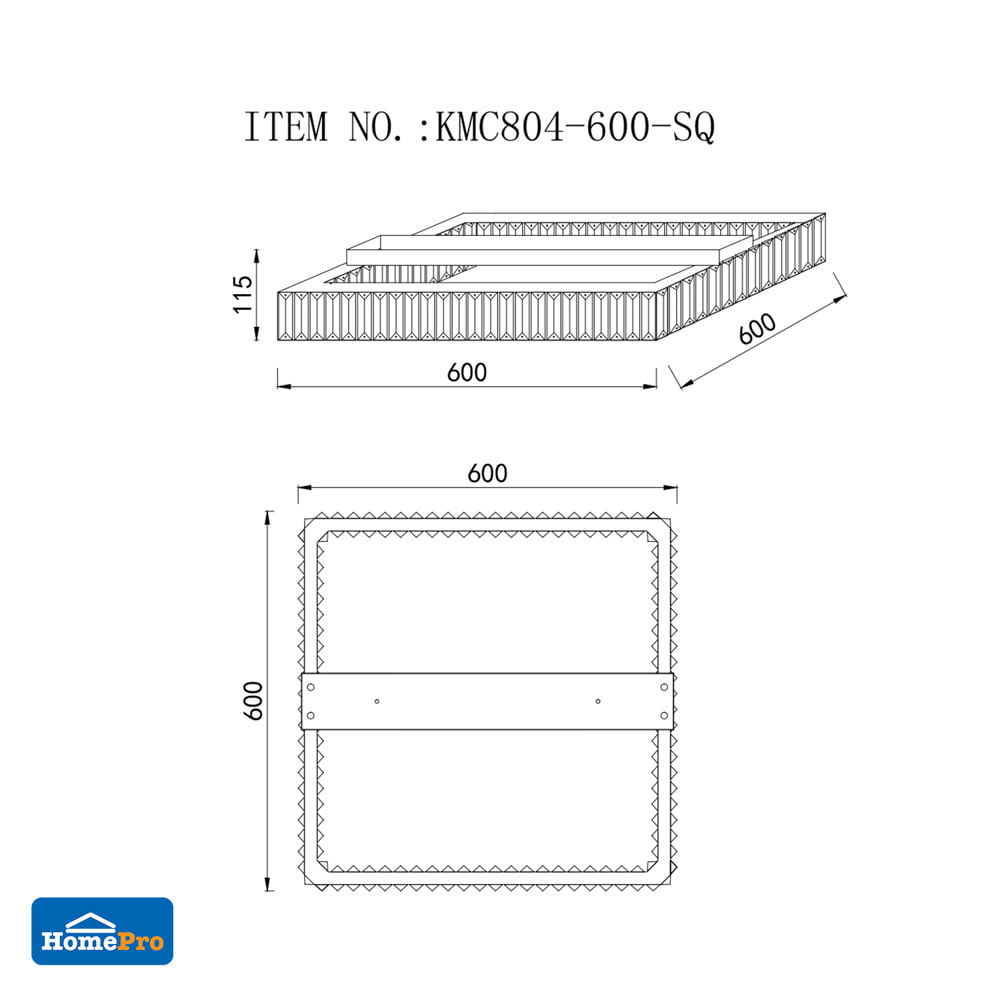 ไฟถาด LED CARINI CSKMC804-600-SQ สีทอง/ใส 1 หัว