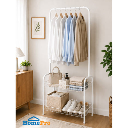ราวแขวนผ้า PLIM DOUBLE RACK 64 ซม. สีขาว_1