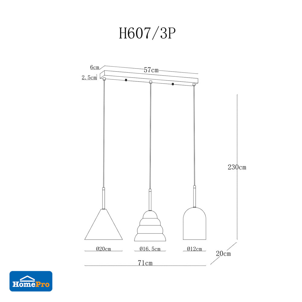 ไฟช่อ CARINI MD H607/3P สีเทา 3 หัว