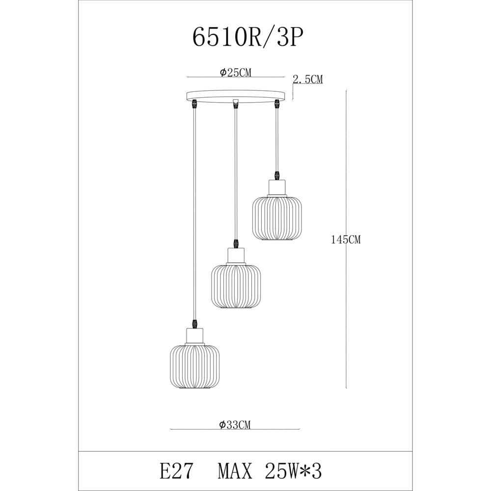 ไฟช่อ CARINI MD 6510R/3P สีขาว/น้ำตาล 3 หัว