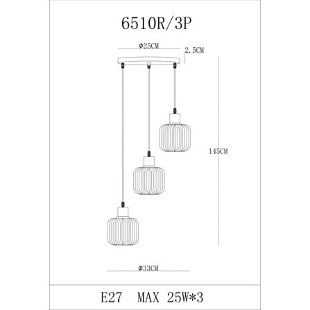 ไฟช่อ CARINI MD 6510R/3P สีขาว/น้ำตาล 3 หัว_3