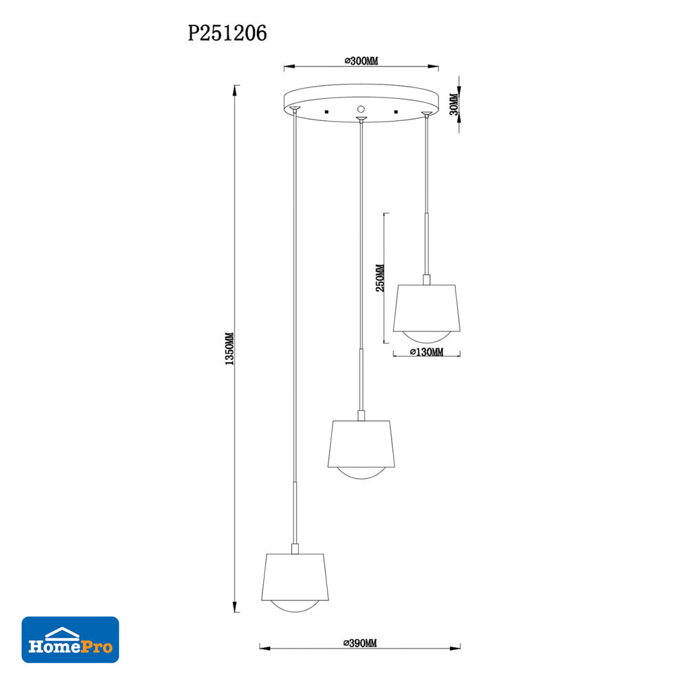 ไฟช่อ LED CARINI MD P251206 8 วัตต์ DAYLIGHT/COOL WHITE/WARM WHITE สีขาว/เทา/ดำ 3 หัว