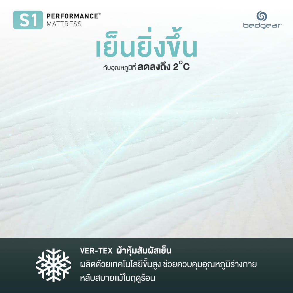ที่นอนพ็อกเก็ตสปริง 6 ฟุต  BEDGEAR รุ่น S1 (พร้อมหมอนหนุน 2 ใบ)