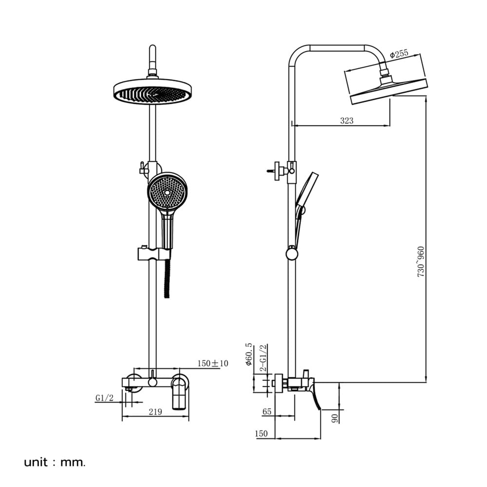 ฝักบัว RAIN SHOWER ผสม NOVABATH NVB-RS731-10H