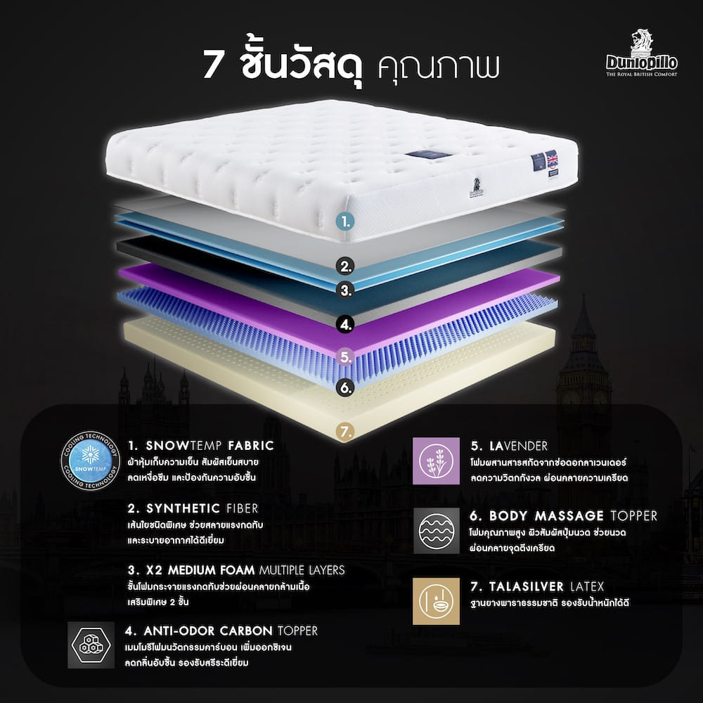 ที่นอนยางพารา 3  ฟุต DUNLOPILLO VIRGO