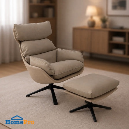 เก้าอี้พักผ่อน พร้อมที่วางเท้า ME LIVING MELLOW สีเบจ_3