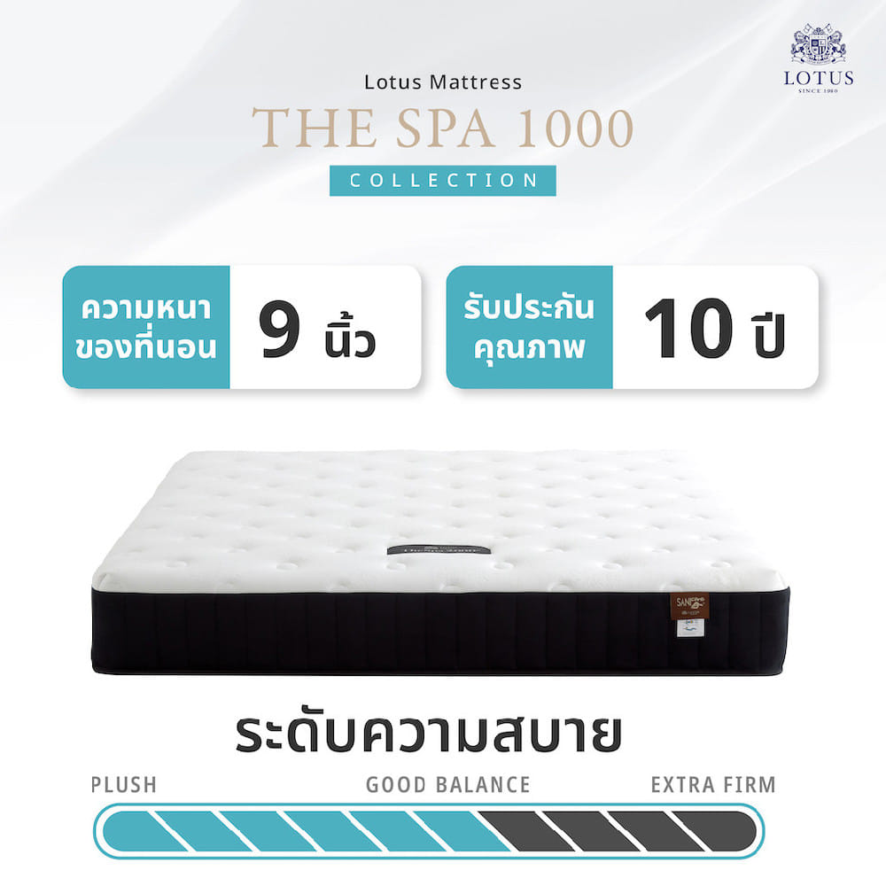 ที่นอนสปริง  3.5 ฟุต LOTUS THE SPA 1000 (พร้อมหมอนหนุน 1 ใบ)