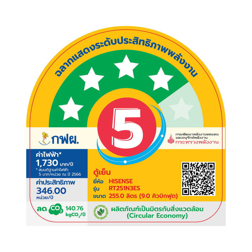 ตู้เย็น 2 ประตู HISENSE RT251N3ES 9 คิว สีดำ