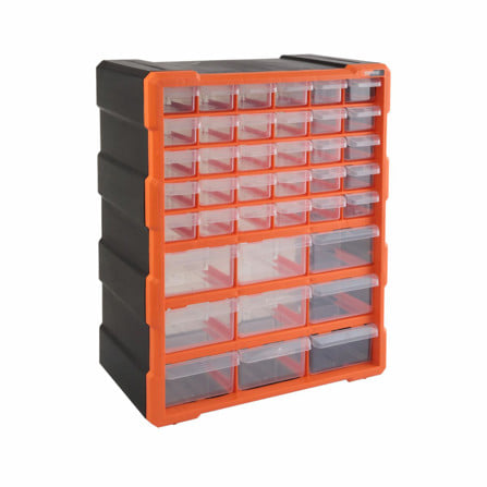 กล่องลิ้นชักเก็บอุปกรณ์ 39 ช่อง KENDO 90248 สีดำ/ส้ม_1