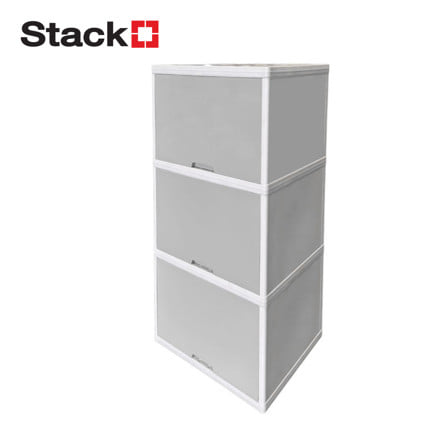 ตู้บานเปิด 3 ชั้น STACKO COLOR VID 70x50x121 ซม. สีขาว/เทา_0