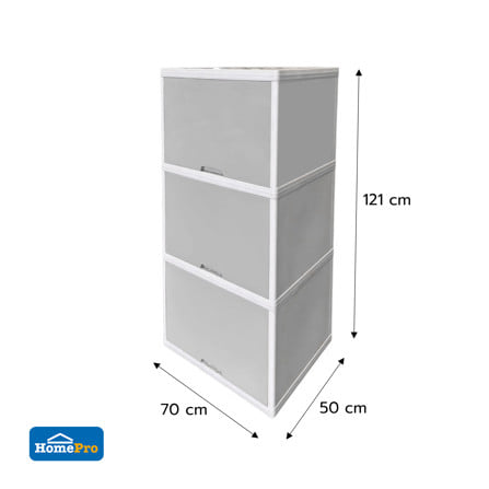 ตู้บานเปิด 3 ชั้น STACKO COLOR VID 70x50x121 ซม. สีขาว/เทา_8
