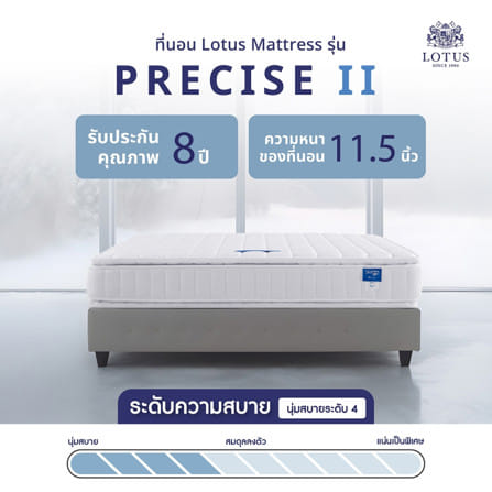 ที่นอนสปริง 5 ฟุต LOTUS PRECISE II สี WHITE (พร้อมหมอนหนุน 2 ใบ)_7