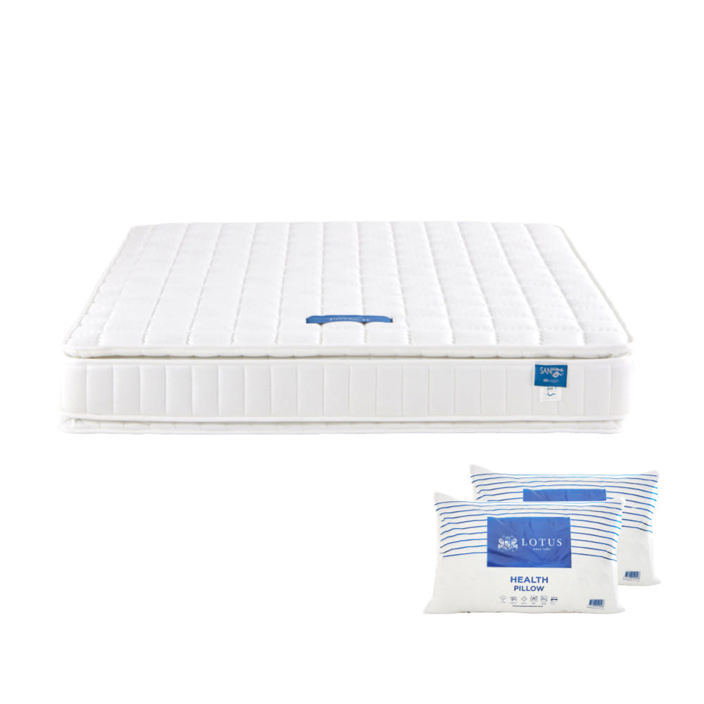 ที่นอนสปริง 5 ฟุต LOTUS PRECISE II PLUS สี WHITE (พร้อมหมอนหนุน 2 ใบ)