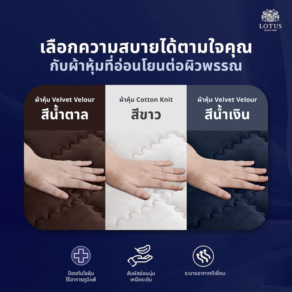 ที่นอนสปริง 5 ฟุต LOTUS PRECISE II PLUS สี WHITE (พร้อมหมอนหนุน 2 ใบ)