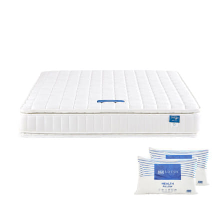 ที่นอนสปริง 5 ฟุต LOTUS PRECISE II PLUS สี WHITE (พร้อมหมอนหนุน 2 ใบ)_0
