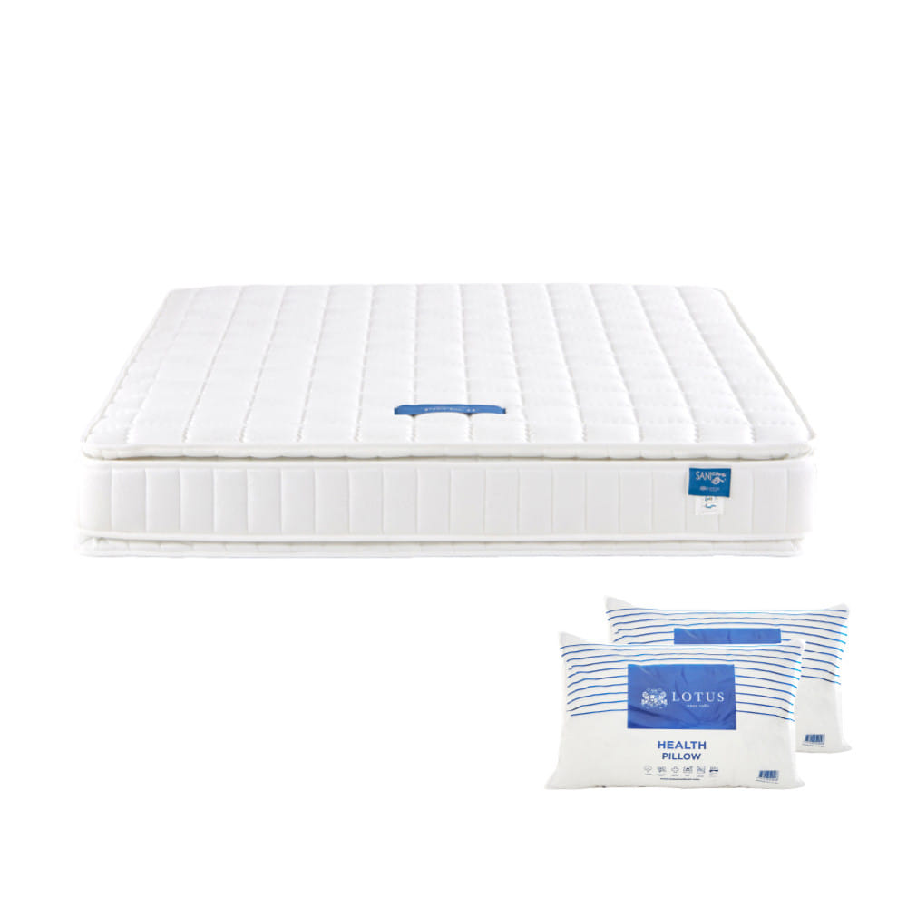ที่นอนสปริง 6 ฟุต LOTUS PRECISE II PLUS สี WHITE (พร้อมหมอนหนุน 2 ใบ)