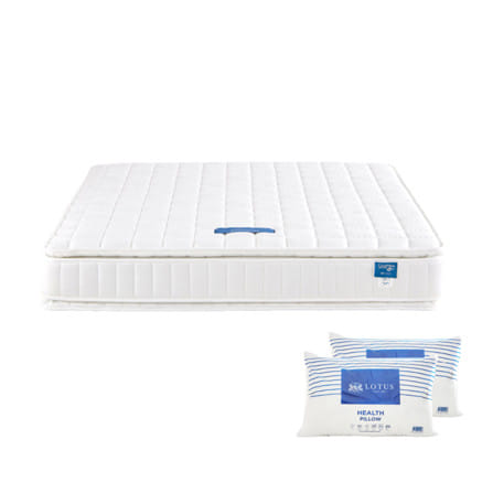 ที่นอนสปริง 6 ฟุต LOTUS PRECISE II สี WHITE (พร้อมหมอนหนุน 2 ใบ)_0