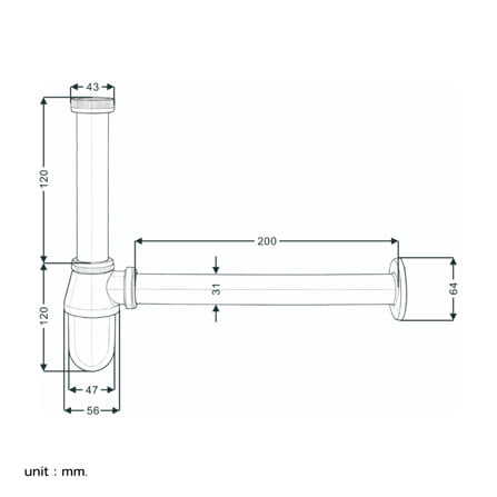 ท่อน้ำทิ้งอ่างล้างหน้ากระปุก BEN BN PC-BT-222 20 ซม._4