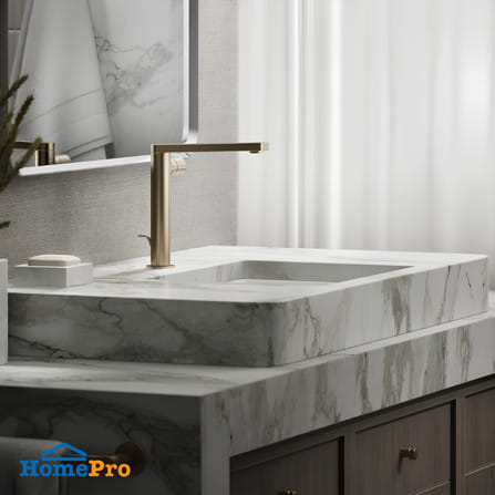 ก๊อกอ่างล้างหน้าผสมเคาน์เตอร์ KOHLER K-73159T-B7-BV สีทอง_1