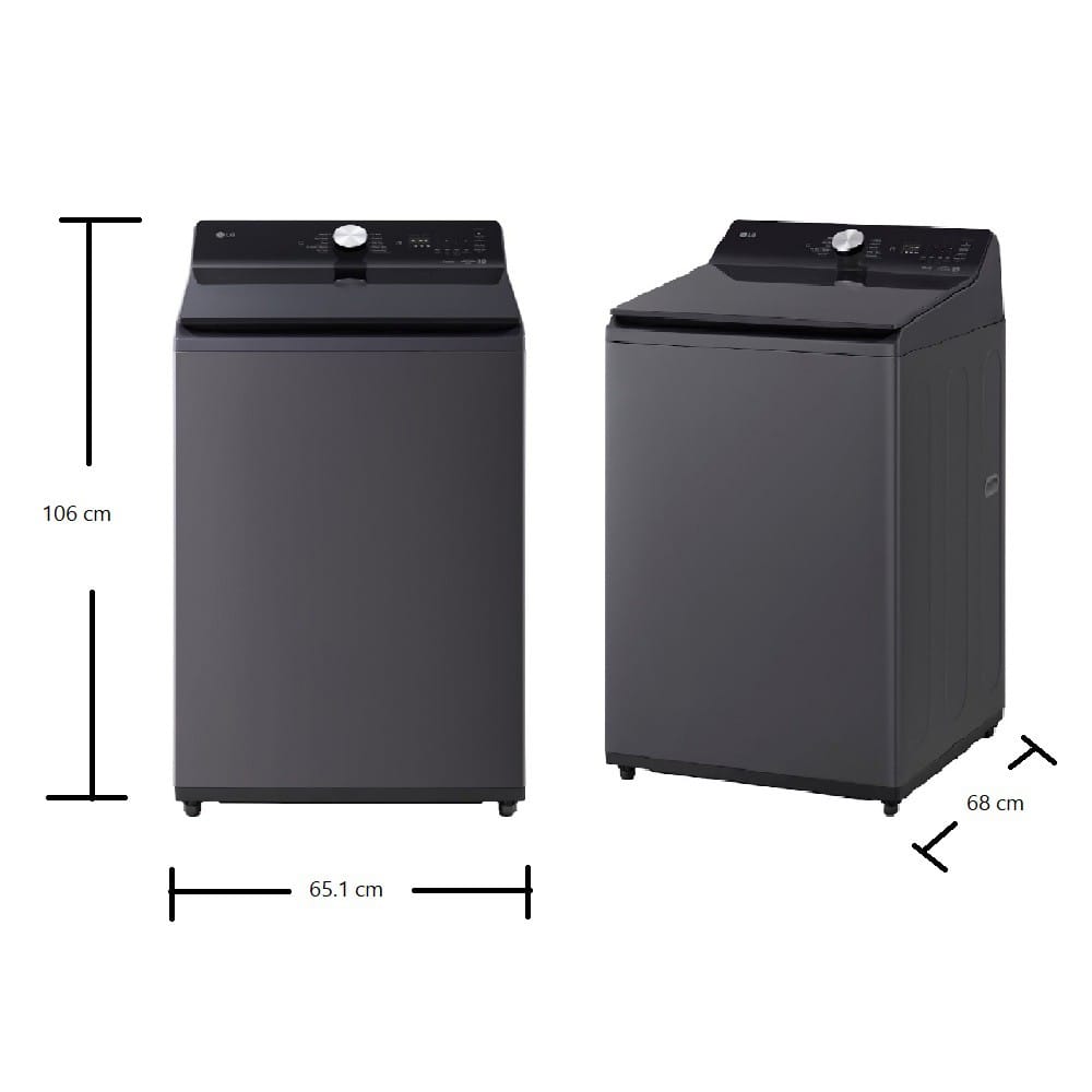 เครื่องซักผ้าฝาบน LG TX2523DT5G 23 กก. 800 RPM อินเวอร์เตอร์ สีดำ
