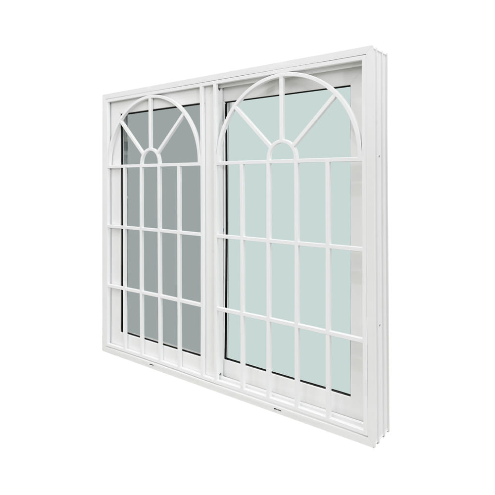 หน้าต่างบานเลื่อน UPVC S-S มุ้ง เหล็กดัด WINDOW ASIA ลายวินเทจ 120x110 ซม. สีขาว