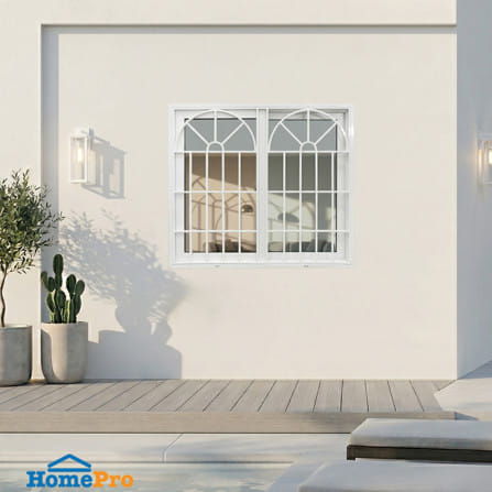 หน้าต่างบานเลื่อน UPVC S-S มุ้ง เหล็กดัด WINDOW ASIA ลายวินเทจ 120x110 ซม. สีขาว_4