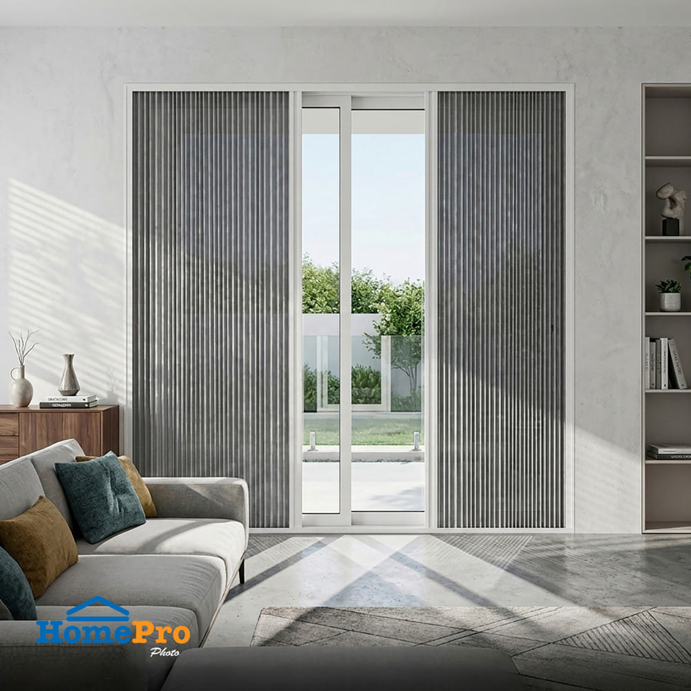 ชุดม่านจีบประตูอะลูมิเนียม พร้อมราง WINDOW ASIA 200x205 ซม. สีขาว