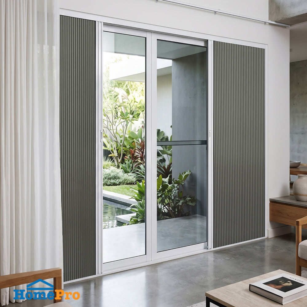 ชุดม่านจีบประตูอะลูมิเนียม พร้อมราง WINDOW ASIA 200x205 ซม. สีขาว