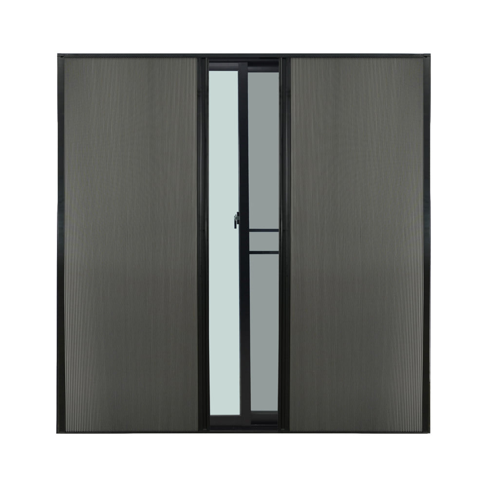 ชุดม่านจีบประตูอะลูมิเนียม พร้อมราง  WINDOW ASIA 200x205 ซม. สีดำ