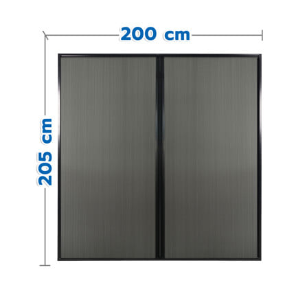 ชุดม่านจีบประตูอะลูมิเนียม พร้อมราง  WINDOW ASIA 200x205 ซม. สีดำ_0