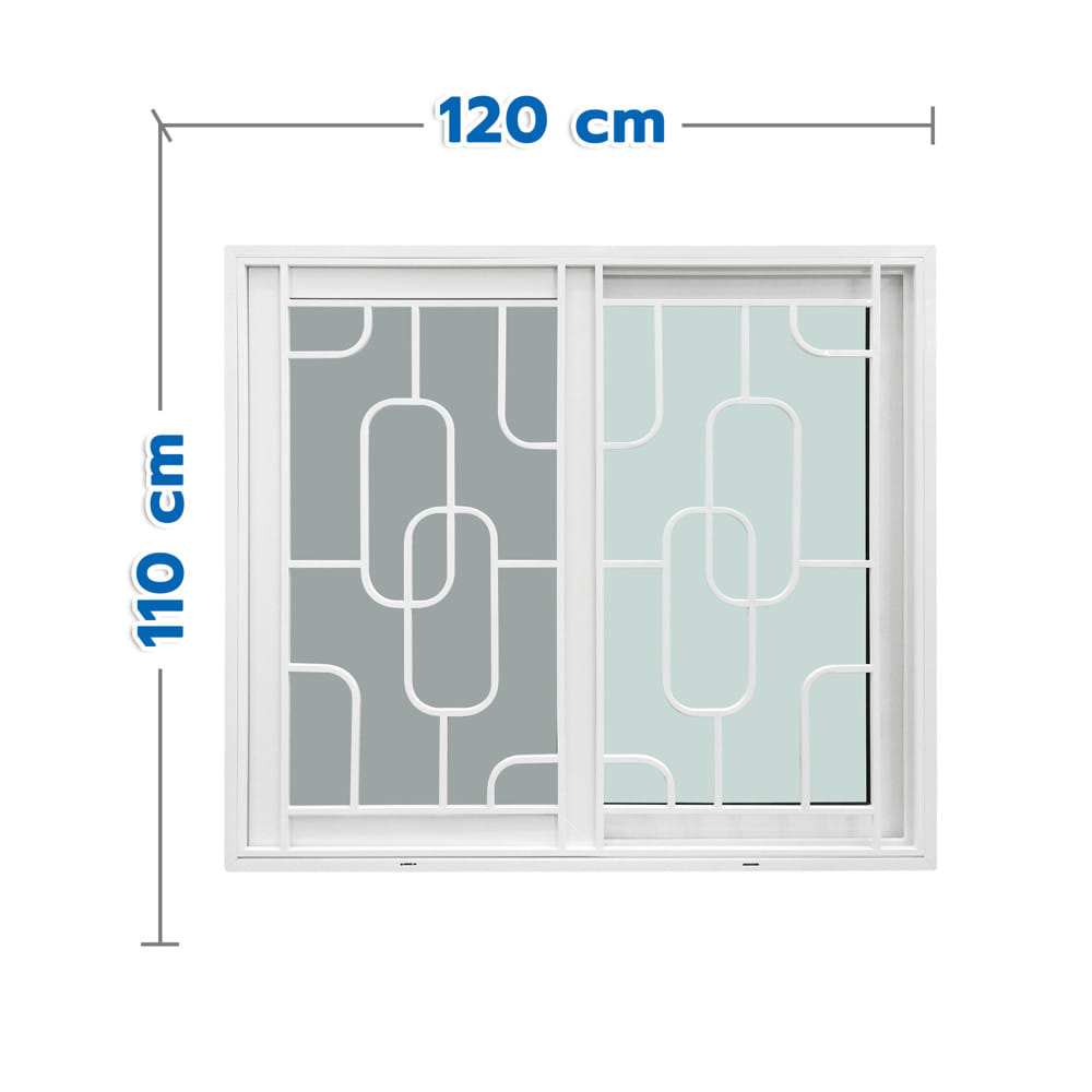 หน้าต่างบานเลื่อน UPVC S-S เหล็กดัด มุ้ง WINDOW ASIA ลายโซ่ 120x110 ซม. สีขาว