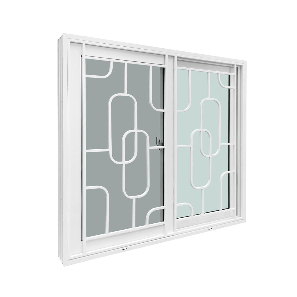 หน้าต่างบานเลื่อน UPVC S-S เหล็กดัด มุ้ง WINDOW ASIA ลายโซ่ 120x110 ซม. สีขาว