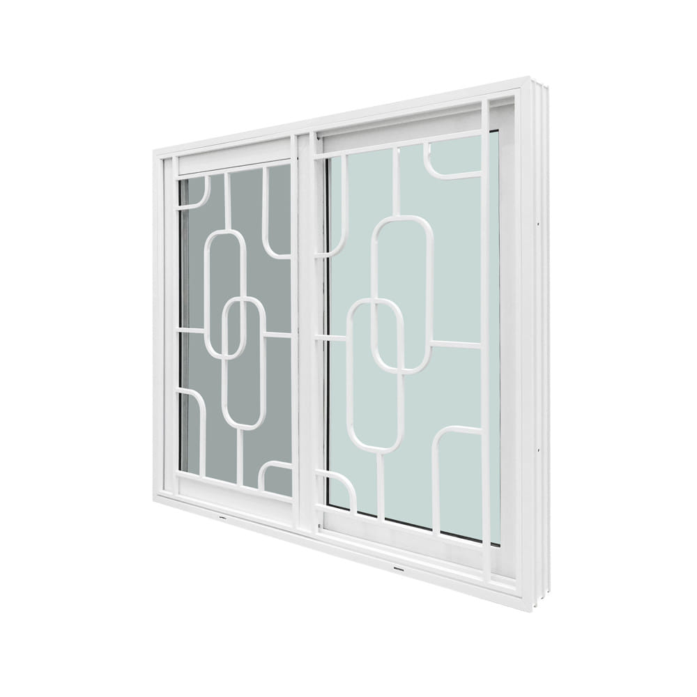 หน้าต่างบานเลื่อน UPVC S-S เหล็กดัด มุ้ง WINDOW ASIA ลายโซ่ 120x110 ซม. สีขาว