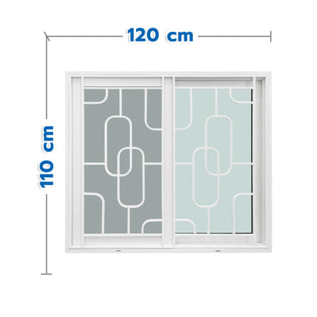 หน้าต่างบานเลื่อน UPVC S-S เหล็กดัด มุ้ง WINDOW ASIA ลายโซ่ 120x110 ซม. สีขาว_0