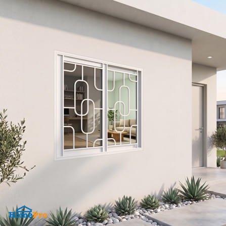หน้าต่างบานเลื่อน UPVC S-S เหล็กดัด มุ้ง WINDOW ASIA ลายโซ่ 120x110 ซม. สีขาว_4