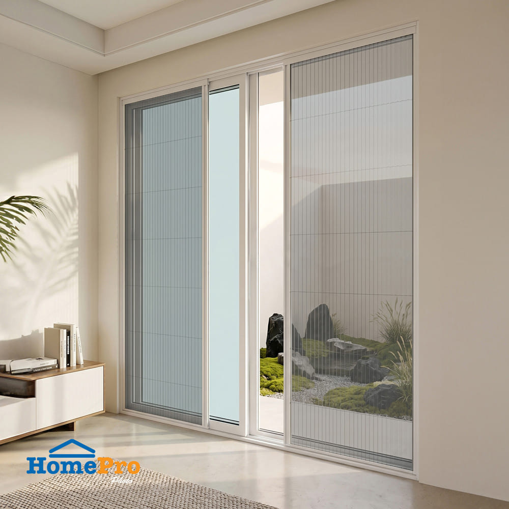 ชุดมุ้งจีบประตูอะลูมิเนียม พร้อมราง WINDOW ASIA  200x205 ซม. สีขาว