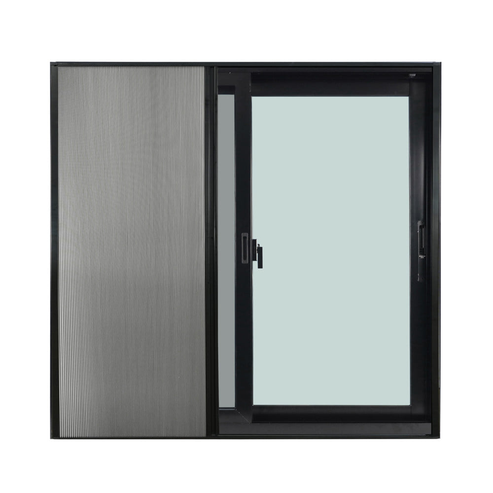 ชุดม่านจีบหน้าต่างอะลูมิเนียม พร้อมราง WINDOW ASIA 120x110 ซม. สีดำ